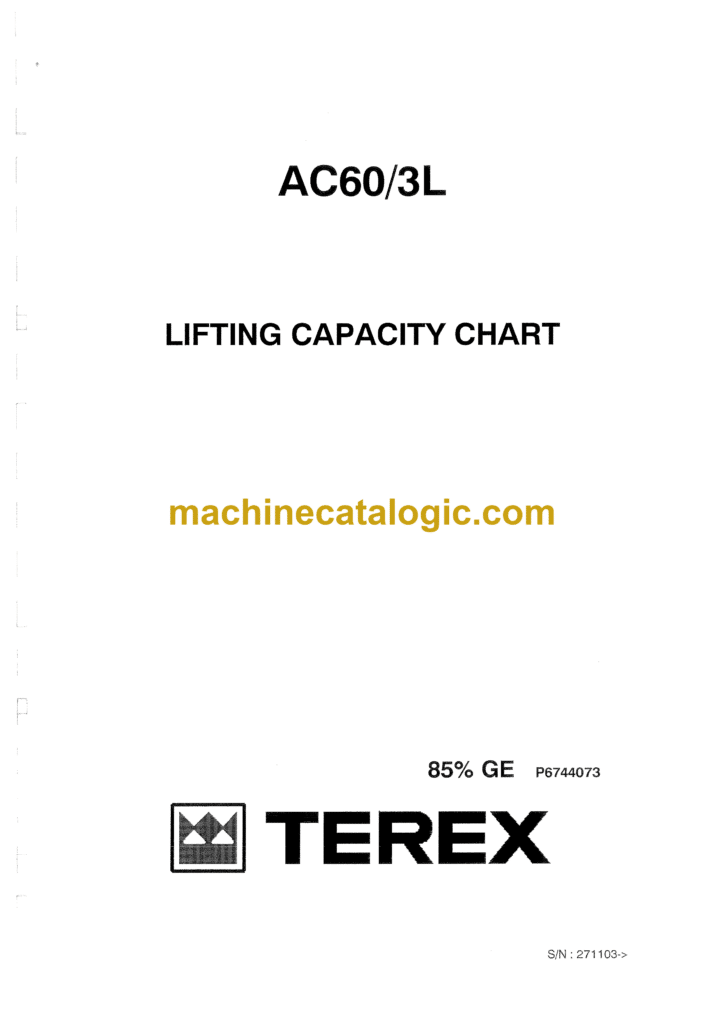 Terex AC60-3 and AC60-3L Crane Lifting Capacity Chart
