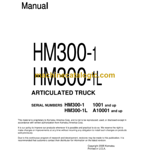 Komatsu HM300-1, HM300-1L Articulated Truck Shop Manual (SEBM024806)