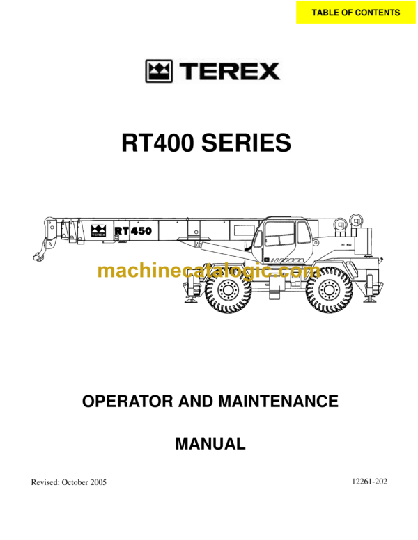 Terex RT400 Series Operator and Maintenance Manual (12261-202)