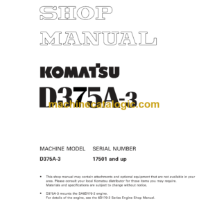 Komatsu D375A-3 Dump Truck Shop Manual (SEBM016104)