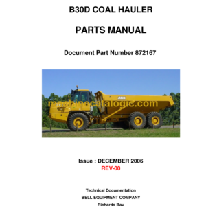 Bell B30D Coal Hauler Parts Manual (872167)