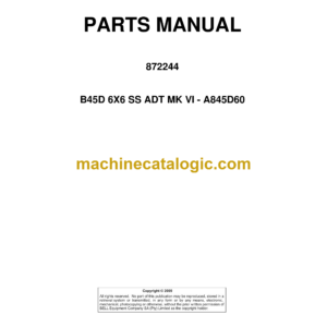 Bell B45D 6X6 SS ADT MK VI Articulated Dump Truck Parts Manual (842244) (A845D60)