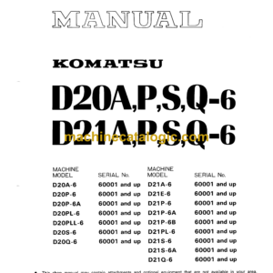 Komatsu D20A,P,S,Q-6 D21A,P,S,Q-6 Dump Truck Shop Manual (SEBM01040604)