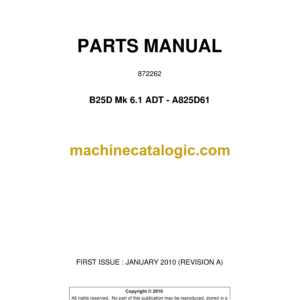 Bell B25D Mk 6.1 ADT - A825D61 Articulated Dump Truck Parts Manual (872262)