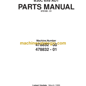 Bell B30C 6X6 ADT Articulated Dump Truck Parts Manual (870189-01)