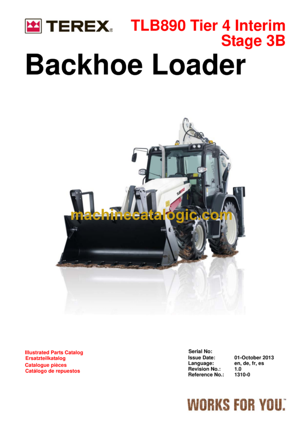 Terex TLB890 Tier4 Interim Stage 3B Backhoe Loader Parts Catalog