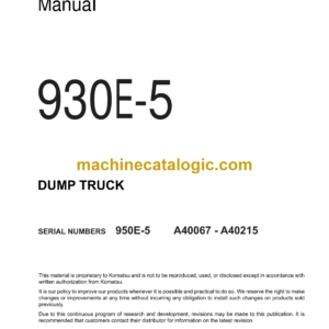 Komatsu 930E-5 Dump Truck Shop Manual (CEBM039400)