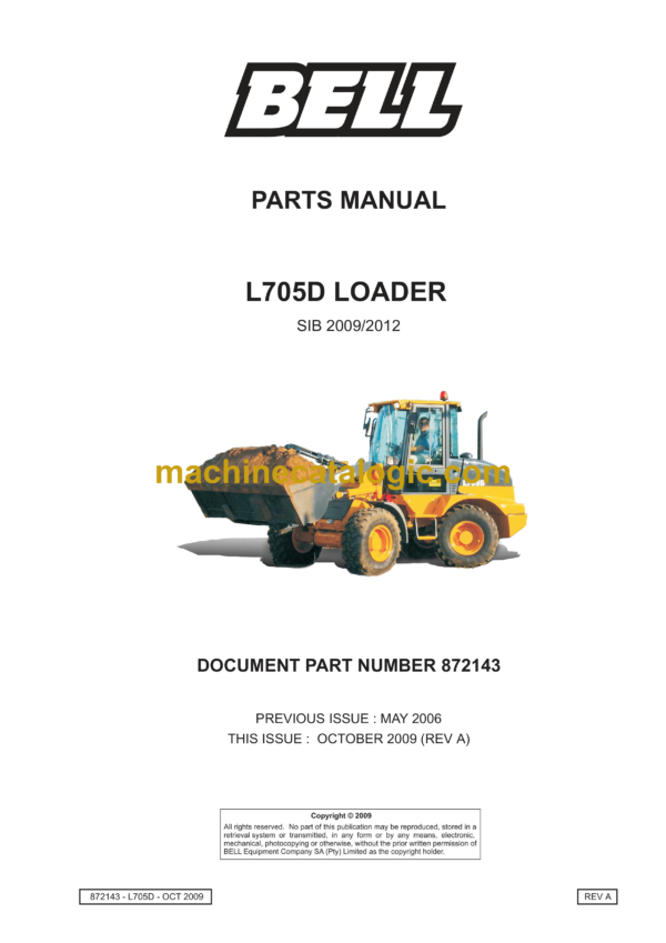 Bell L705D Loader Parts Manual (872143)