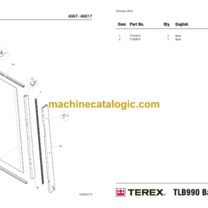 Terex TLB990 Tier3 Interim Stage 3B Backhoe Loader Parts Catalog