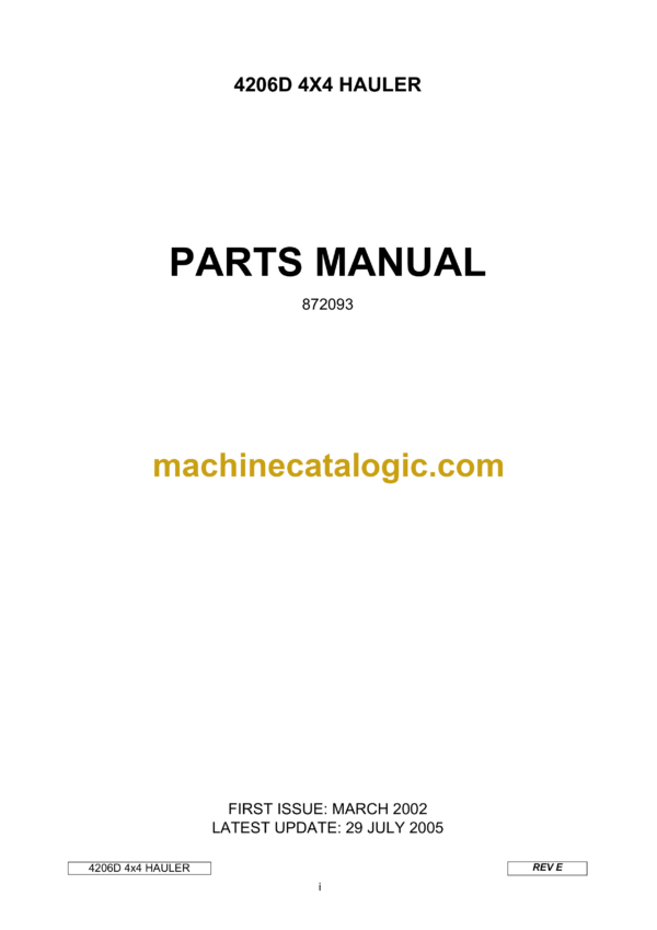 Bell 4206D 4X4 Hauler Parts Manual (872093 - July 2005)