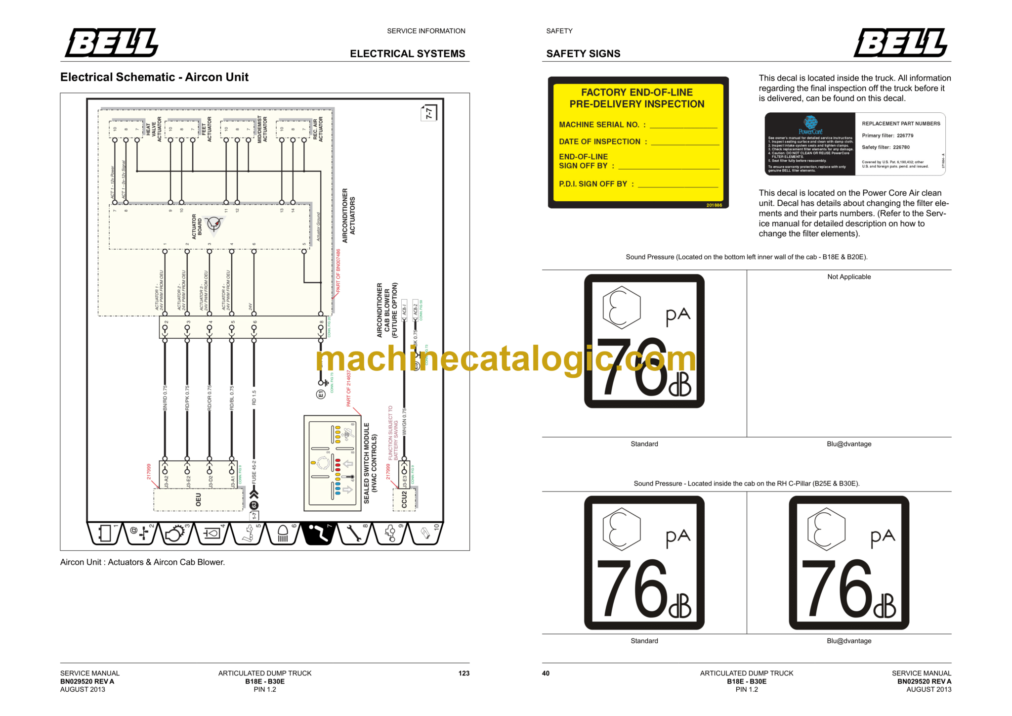 Bell B18E - B30E Articulated Dump Truck Service Manual (BN029520)
