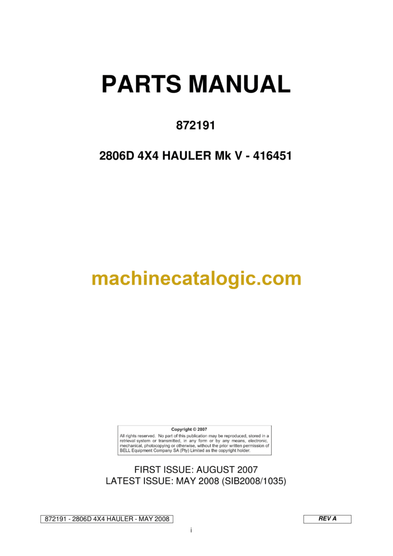 Bell 2806D 4X4 Hauler Mk V - 416451 Service Manual (872191)