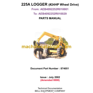 Bell 225A Logger 24HP Wheel Drive Parts Manual (874051)