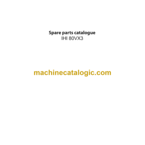 IНI 80VX3 Mini Excavator Spare Parts Catalog