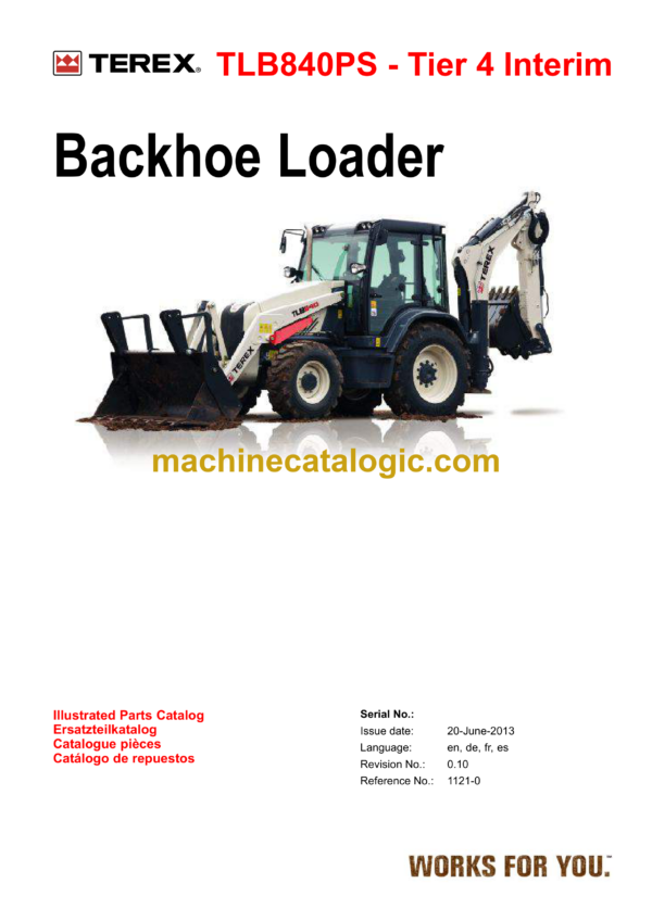 Terex TLB840PS Tier4 Interim Backhoe Loader Parts Catalog