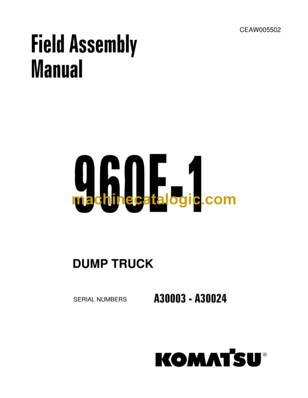 Komatsu 960E-1 Dump Truck Shop Manual (CEAW005502)