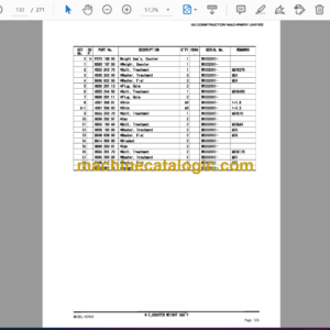 IНI 80VX3 Mini Excavator Spare Parts Catalog