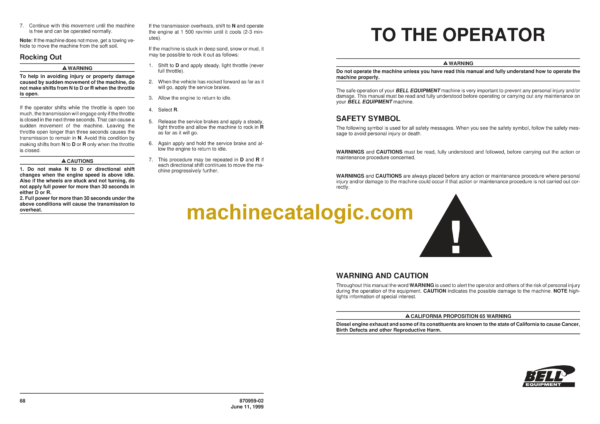 Bell B17C 6X4 Articulated Dump Truck Operator's Manual (870959-02) - Image 4