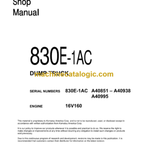 Komatsu 830E-1AC Dump Truck Shop Manual (CEBM027402)