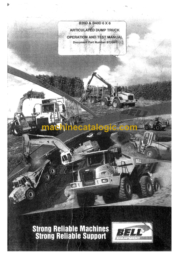 Bell B35D, B40D 6X6 Articulated Dump Truck Operation and Test Manual (872091)