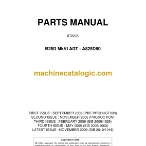 Bell B25D Mk VI ADT - A825D60 Articulated Dump Truck Parts Manual (872235)