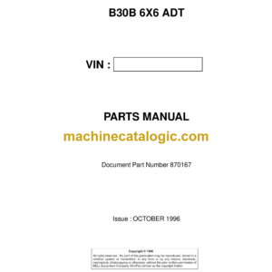 Bell B30B 6X6 ADT Articulated Dump Truck Parts Manual (870167)