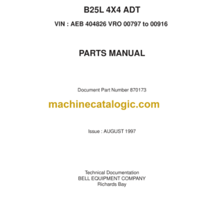 Bell B25L 4X4 ADT Articulated Dump Truck Parts Manual (870173)