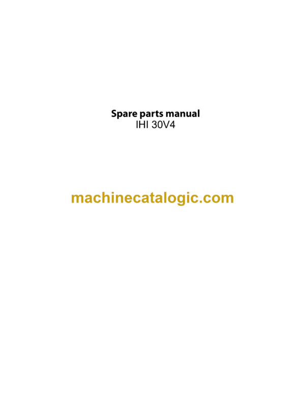 IНI 30 V4 Mini Excavator Spare Parts Manual