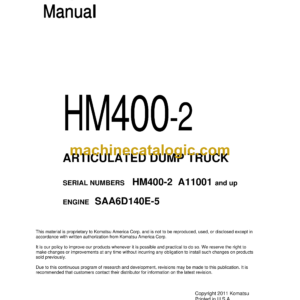 Komatsu HM400-2 Articulated Dump Truck Shop Manual (CEBM007901)