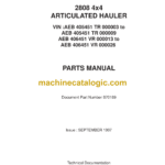 Bell 2808 4x4 Articulated Hauler Parts Manual (870169 and September 1997)