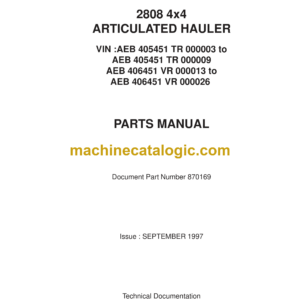 Bell 2808 4x4 Articulated Hauler Parts Manual (870169 and September 1997)