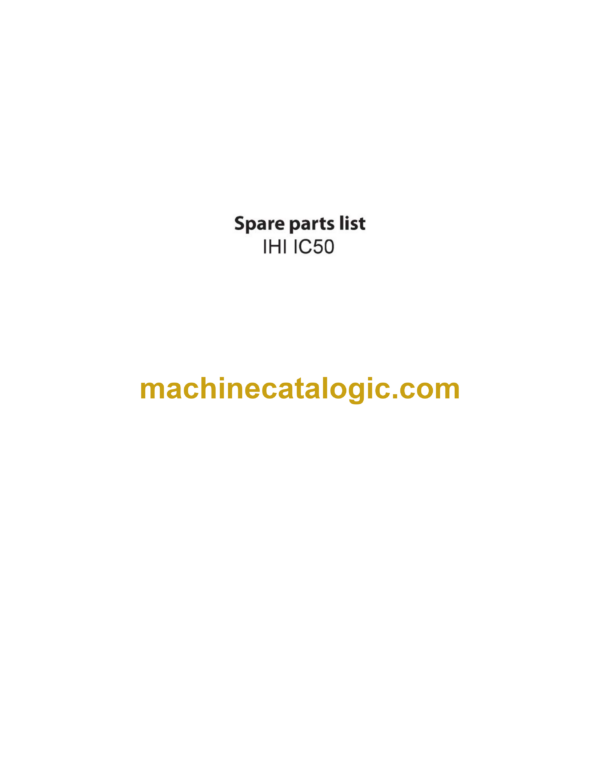 IHI IС50 Spare Parts List