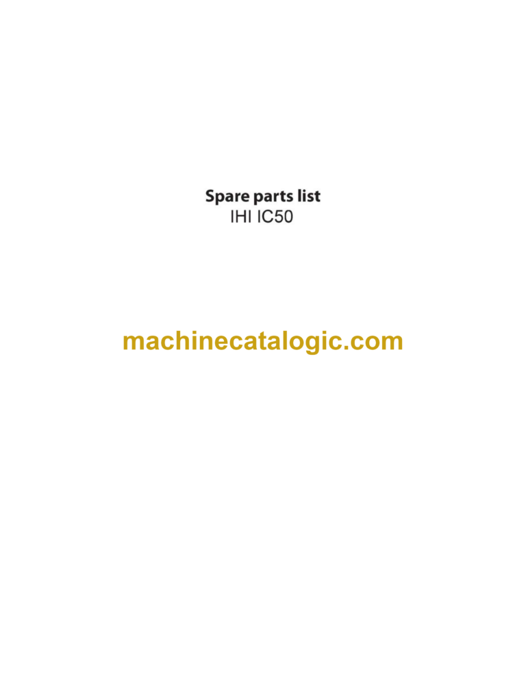 IHI IС50 Spare Parts List