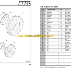 Bell 1226A,1226AF, 1866A & 1866AF Mark III Rigid Tractor Parts Manual (874087)