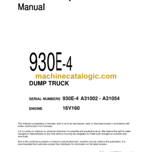 Komatsu 930E-4 Dump Truck Field Assembly Manual (CEAW006601)