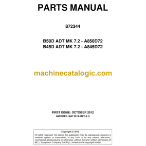 Bell B50D ADT MK 7.2 - A850D72, B45D ADT MK 7.2 - A845D72 Parts Manual (872344)