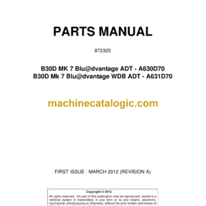 Bell B30D MK 7 Blu@dvantage WDB ADT Articulated Dump Truck Parts Manual (872325) (A630D70, A631D70)