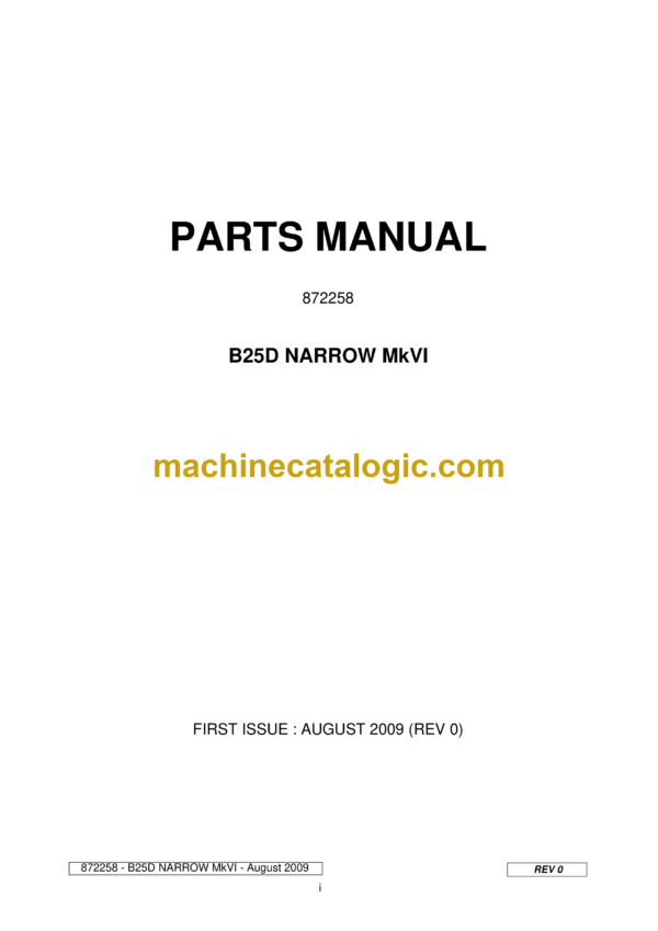 Bell B25D Narrow Mk VI Parts Manual (872258)