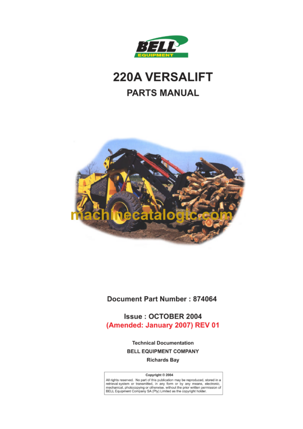 Bell 220A Versalift Parts Manual (874064, 874021)