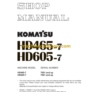 Komatsu HD465-7, HD605-7 Dump Truck Shop Manual (SEBM027622)