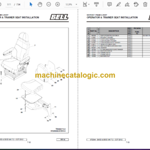 Bell B50D ADT MK 7.2 – A850D72, B45D ADT MK 7.2 – A845D72 Articulated Dump Truck Parts Manual (872344)