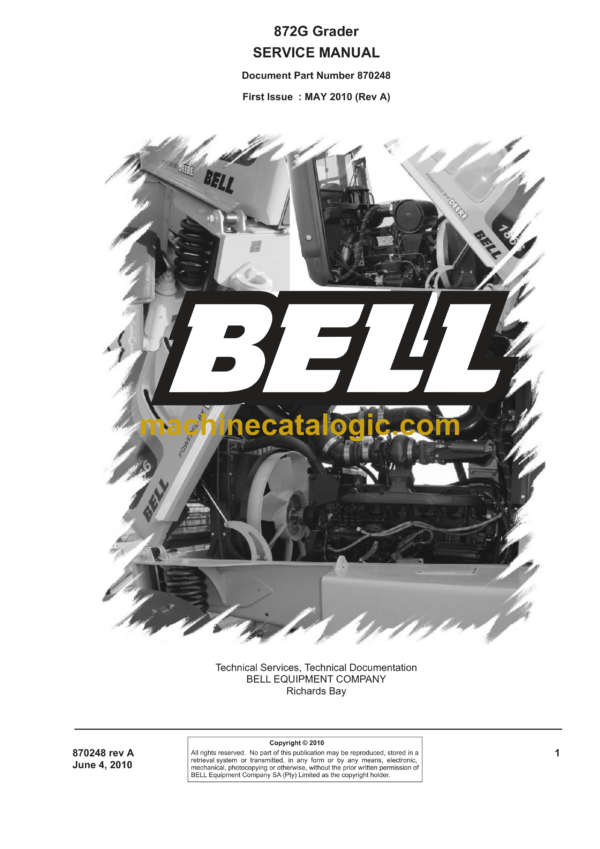 Bell 872G Grader Service Manual (870248)