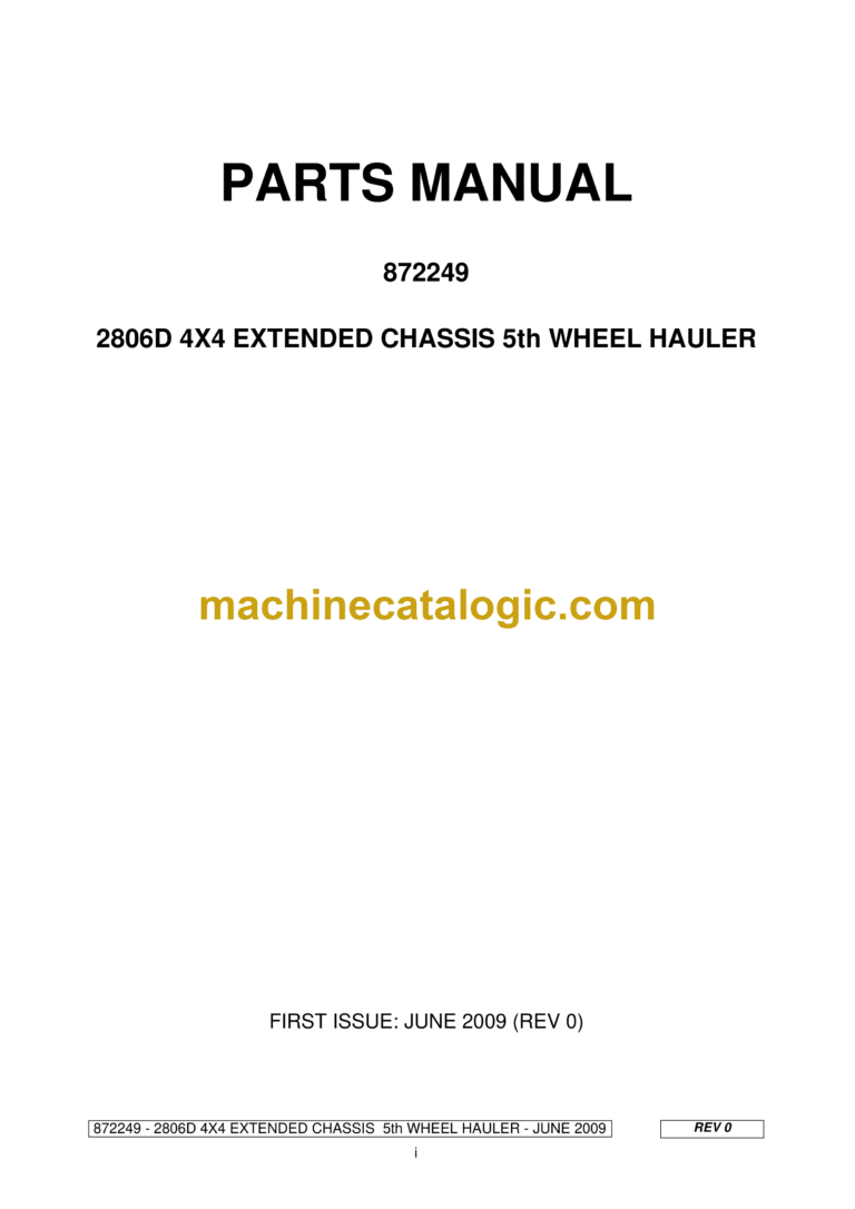 Bell 2806D 4X4 Extended Chassis 5th Wheel Hauler Parts Manual (872249)