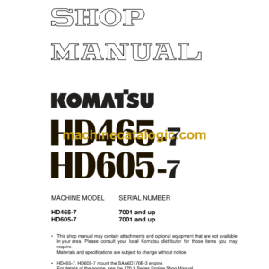 Komatsu HD465-7, HD605-7 Dump Truck Shop Manual (SEBM027618)