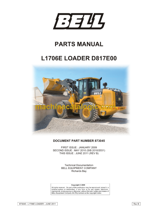 Bell L1706E Loader D817E00 Parts Manual (873045)