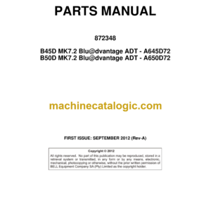 Bell B45D, B50D MK7.2 Blu@dvantage ADT Articulated Dump Truck Parts Manual (872348) (A645D72, A650D72)