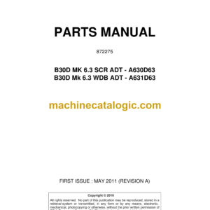 Bell B40D, B35D 6X6 ADT MK 7, B35D 6X6 WDB ADT MK 7 Articulated Dump Truck Parts Manual (872310) (A840D70, A835D70, A836D70)