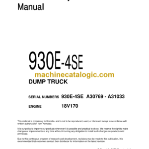 Komatsu 930E-4SE Dump Truck Field Assembly Manual (CEAW006204)