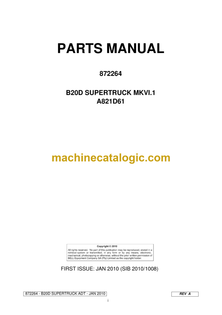 Bell B20D Supertruck MK VI.1 A821D61 Parts Manual (872264)