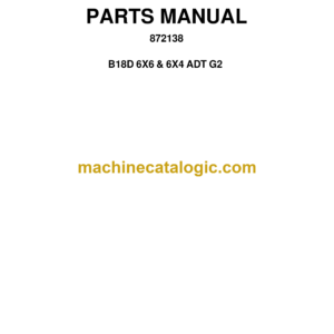 Bell B18D 6X6 & 6X4 ADT G2 Articulated Dump Truck Parts Manual (872138)